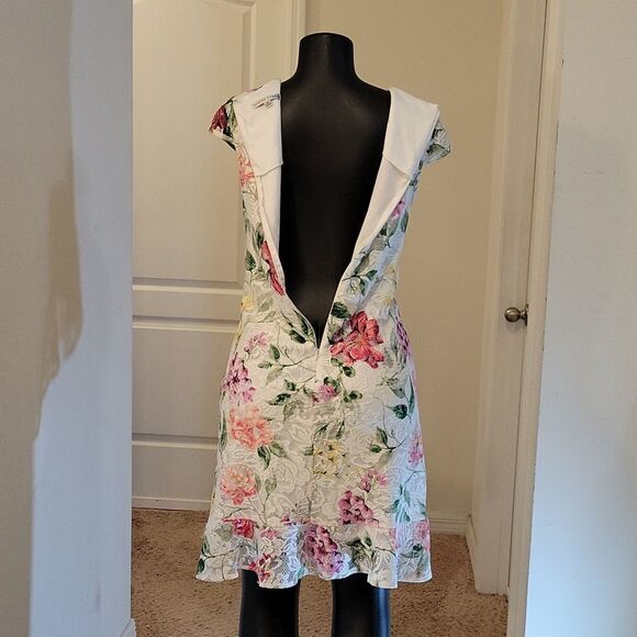 BRAND NEW SANDRA DARREN CAP SLEEVE MULTI-COLOR LACE FLORAL DESIGN PRINT DRESS - Picture 8 of 15